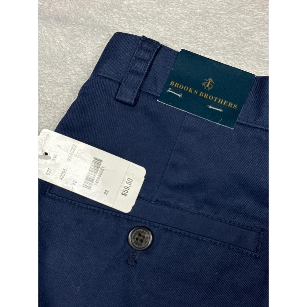 Brooks Brothers Chino Shorts Mens 32 Navy Blue Stretch Flat Front 100080203